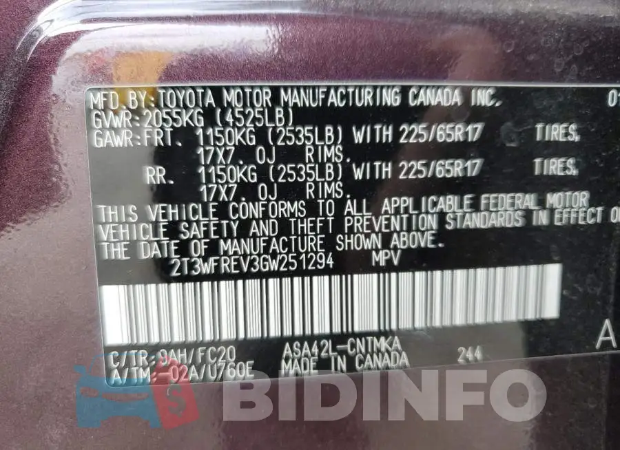 2T3WFREV3GW251294 Photo# 13