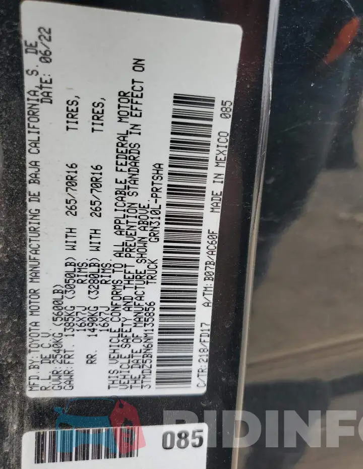 3TMDZ5BN6NM135856 Photo# 13