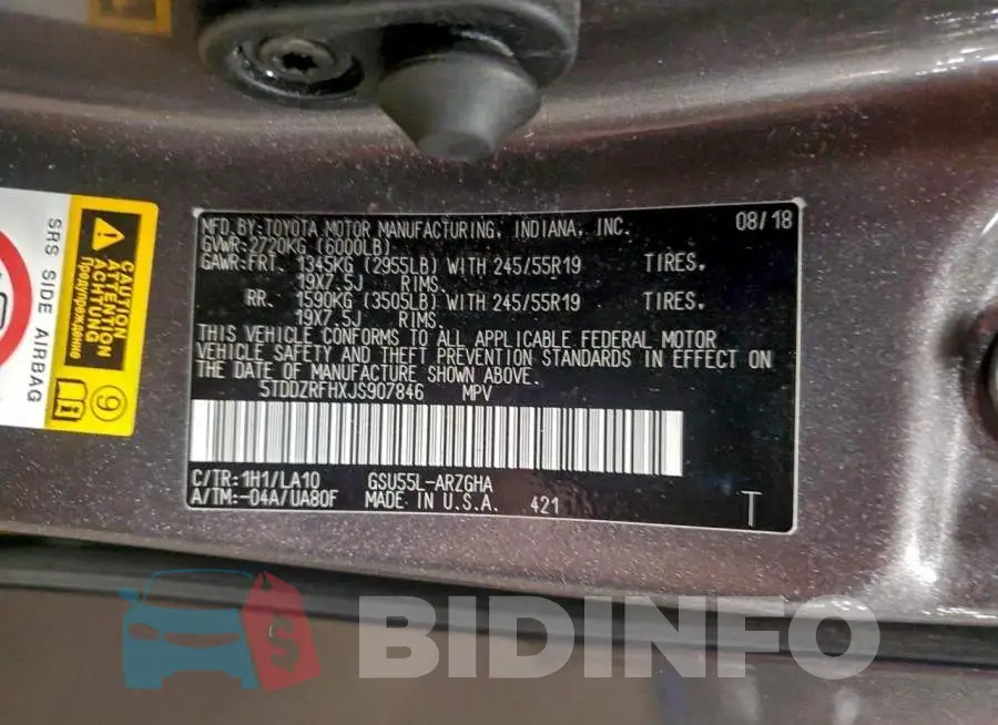 5TDDZRFHXJS907846 Photo# 13