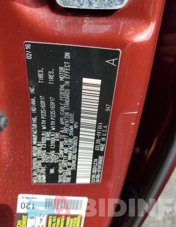 5TDYK3DC1GS708929 Photo# 13