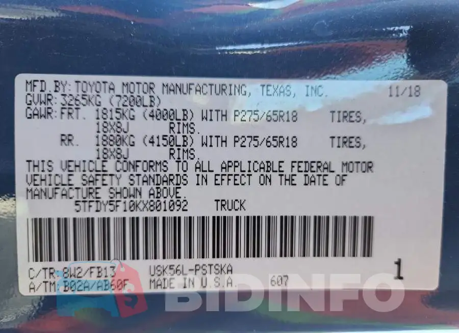5TFDY5F10KX801092 Photo# 12