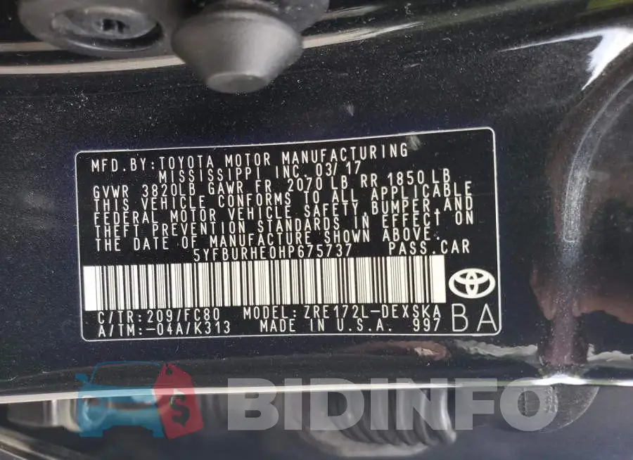 5YFBURHE0HP675737 Photo# 13