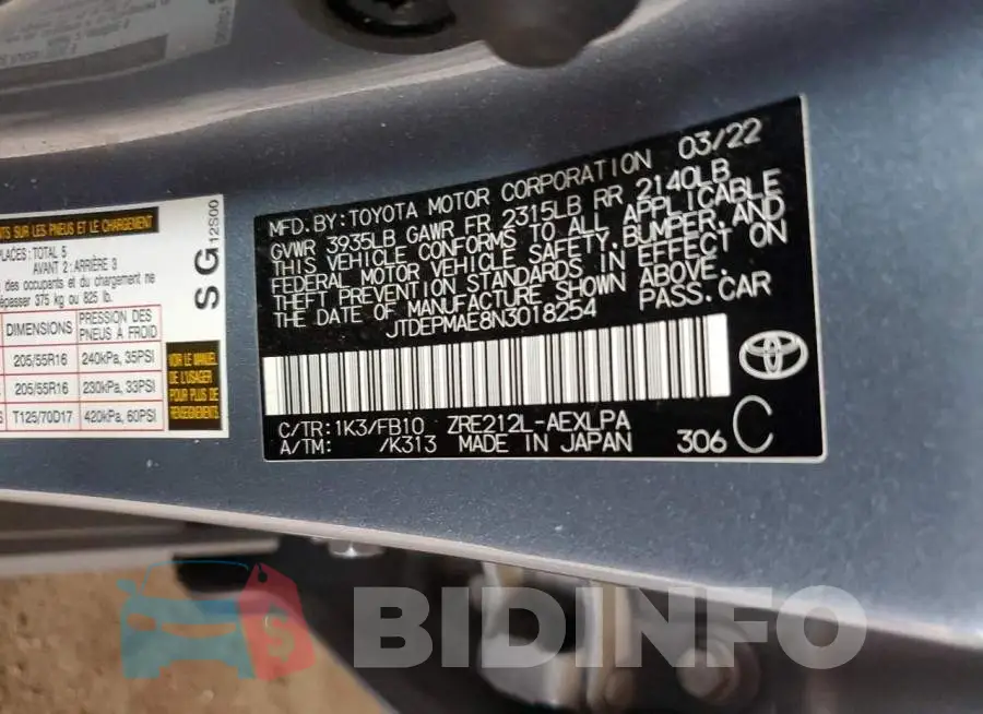 JTDEPMAE8N3018254 Photo# 12