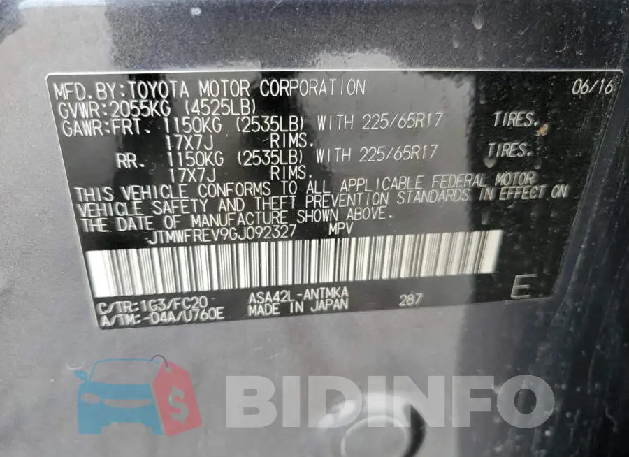 JTMWFREV9GJ092327 Photo# 14