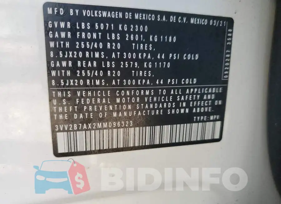 3VV2B7AX2MM096323 Photo# 14