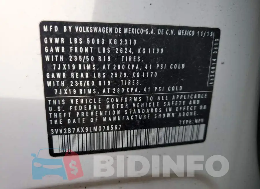 3VV2B7AX9LM076567 Photo# 13