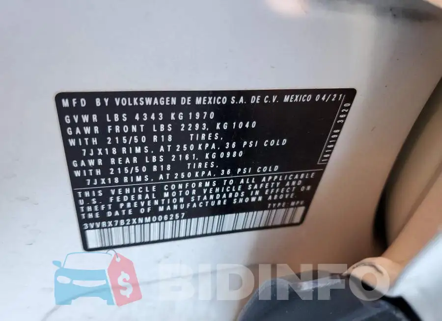 3VVRX7B2XNM006257 Photo# 12