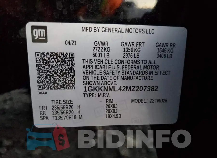 1GKKNML42MZ207382 Photo# 14