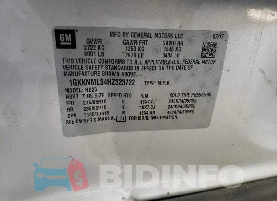 1GKKNMLS4HZ323722 Photo# 13