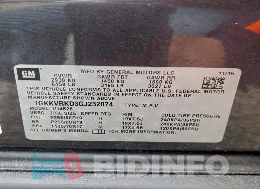 1GKKVRKD3GJ232874 Photo# 13