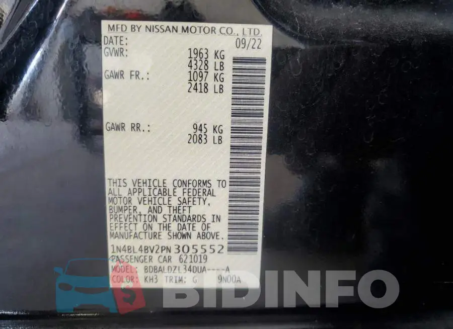 1N4BL4BV2PN305552 Photo# 12