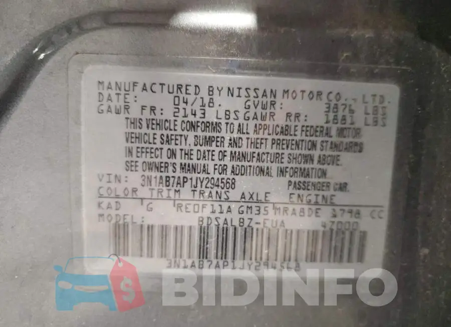 3N1AB7AP1JY294568 Photo# 12