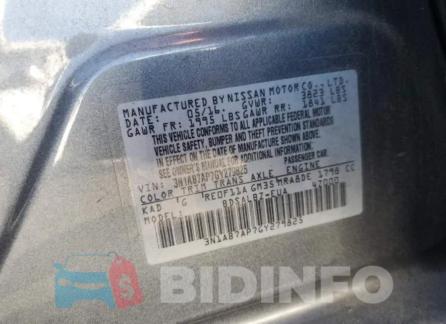 3N1AB7AP7GY279825 Photo# 12