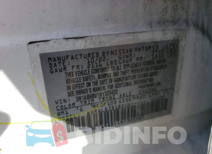 3N1AB8BV1NY305402 Photo# 12