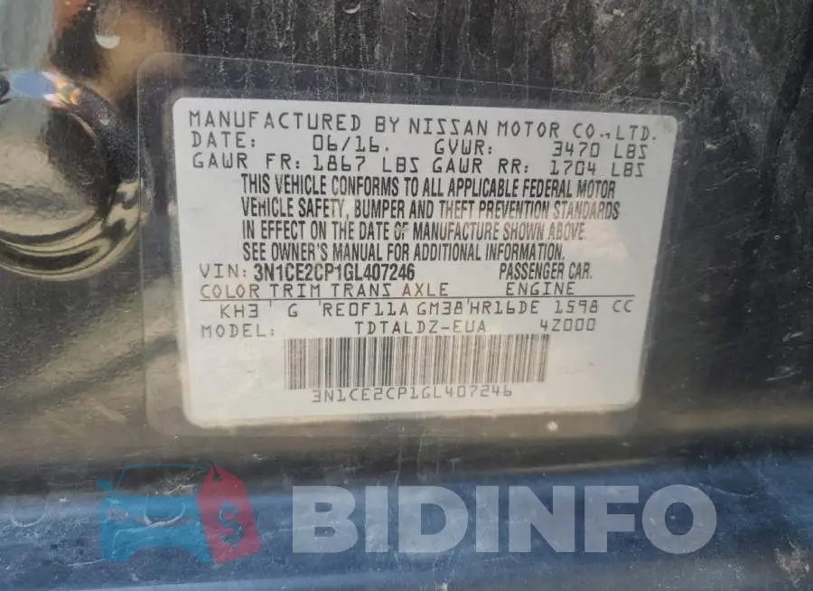 3N1CE2CP1GL407246 Photo# 13
