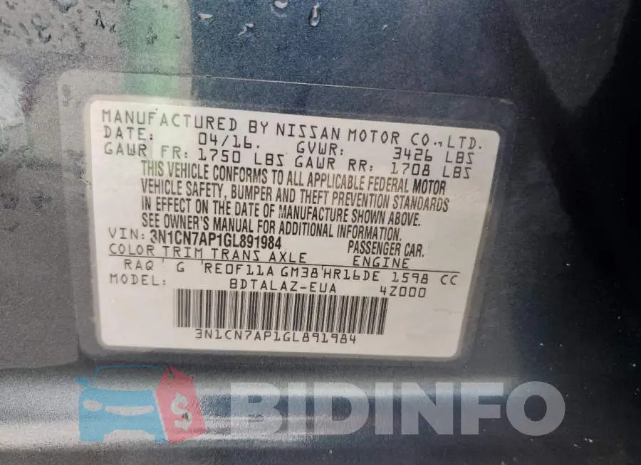 3N1CN7AP1GL891984 Photo# 12