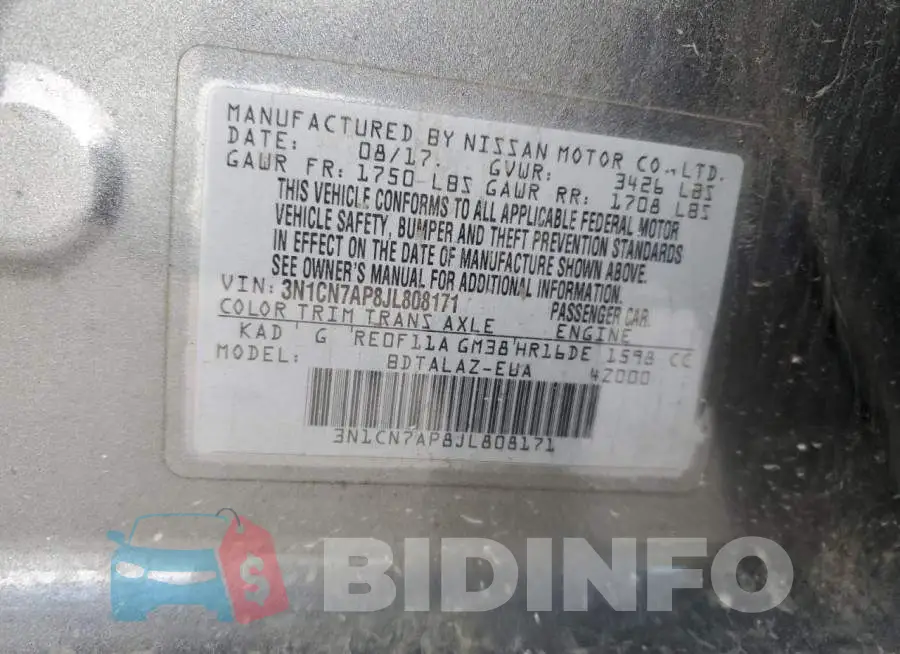 3N1CN7AP8JL808171 Photo# 12