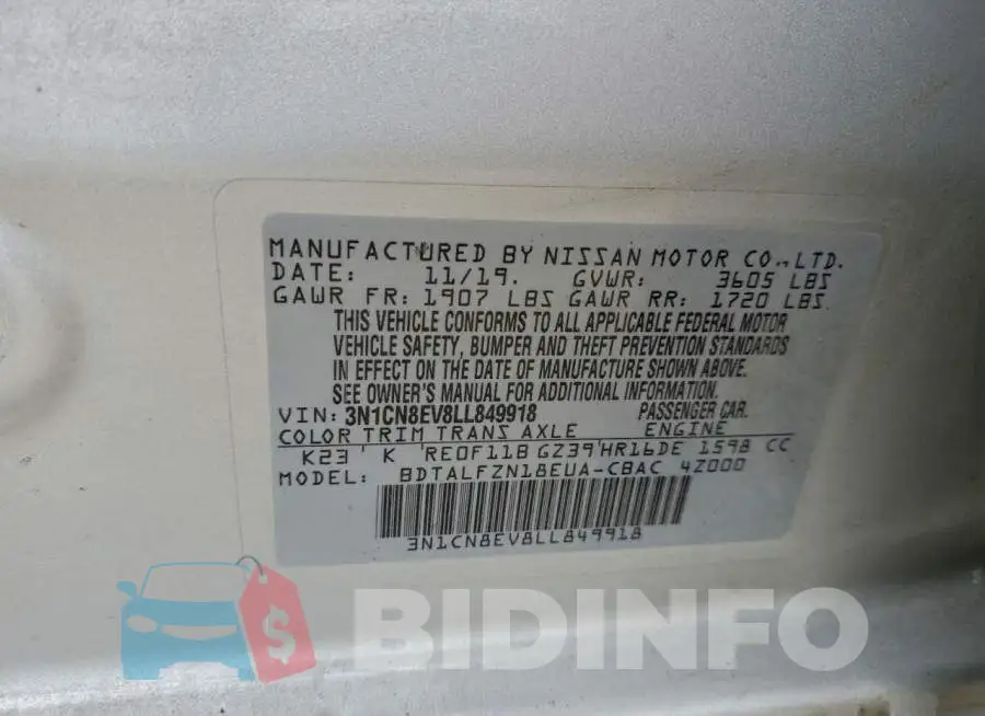 3N1CN8EV8LL849918 Photo# 12