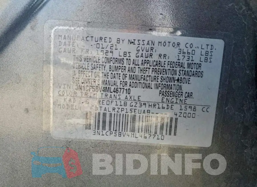 3N1CP5BV4ML467710 Photo# 13