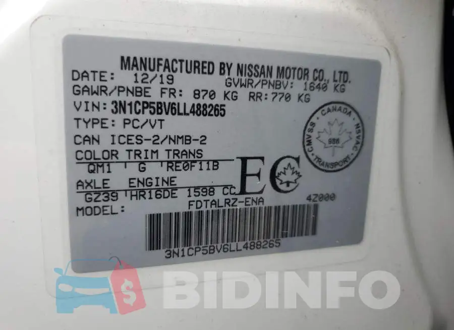 3N1CP5BV6LL488265 Photo# 13