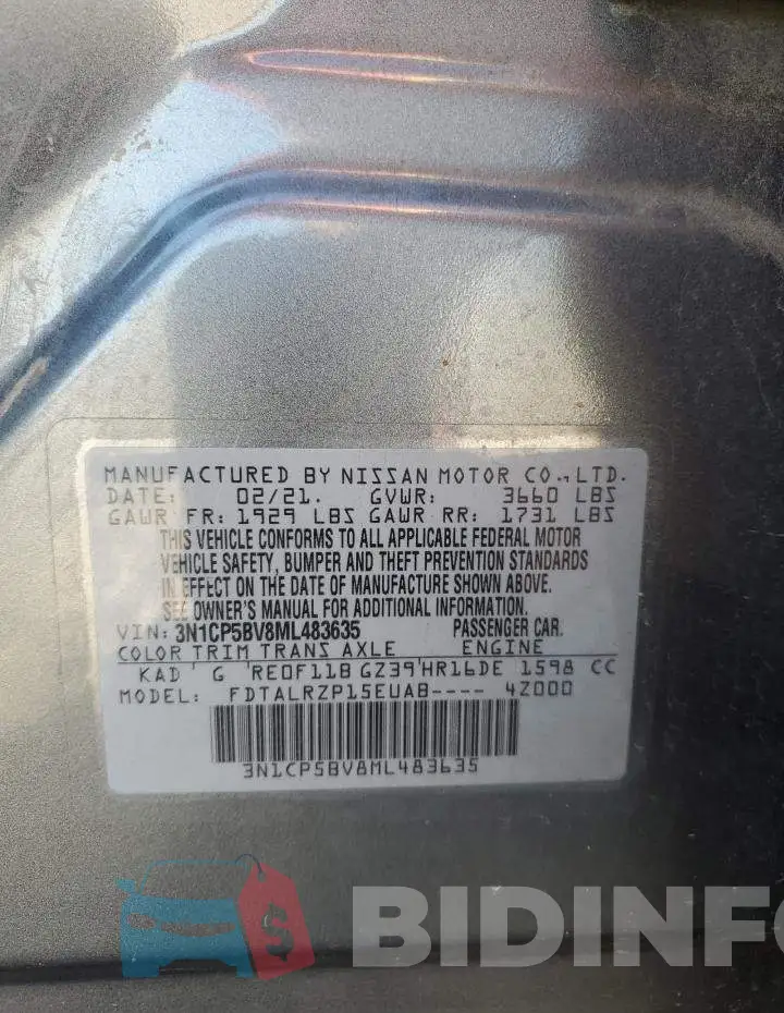 3N1CP5BV8ML483635 Photo# 12
