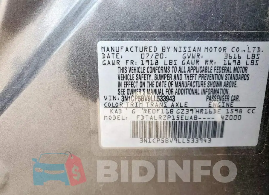 3N1CP5BV9LL533943 Photo# 12