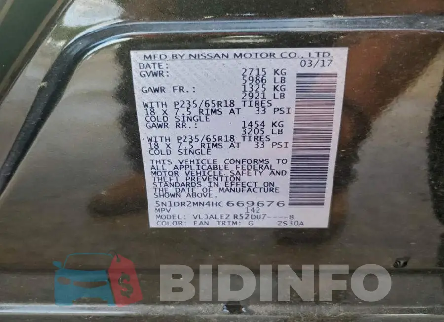 5N1DR2MN4HC669676 Photo# 13