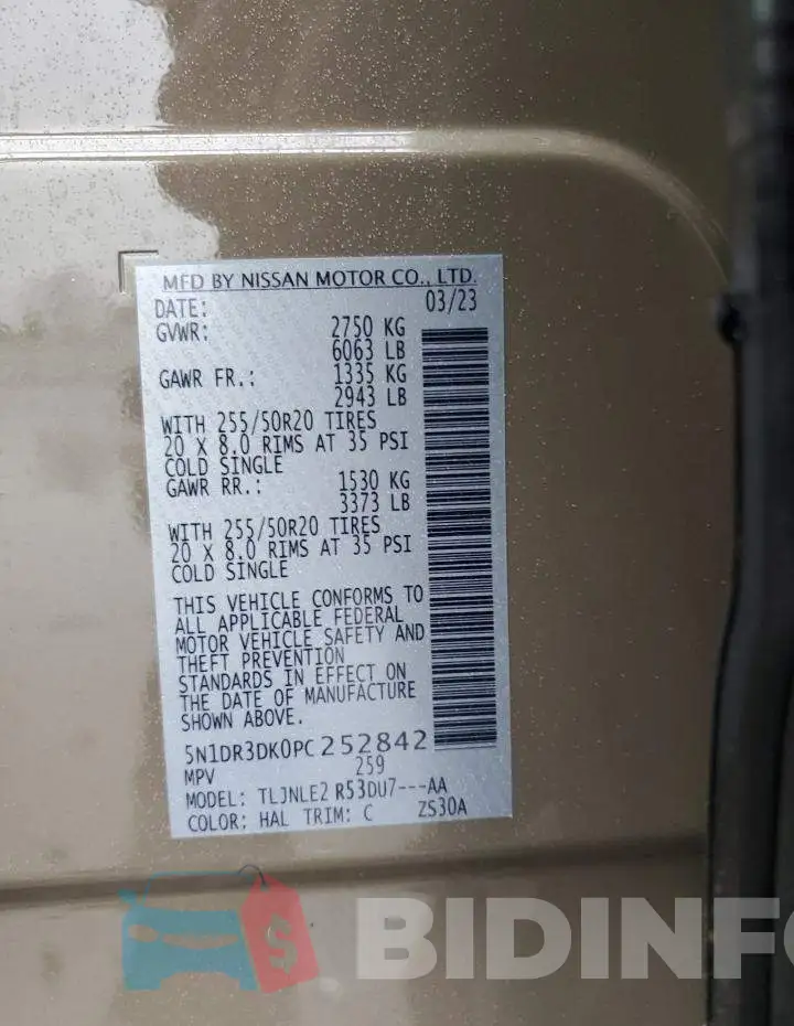 5N1DR3DK0PC252842 Photo# 14