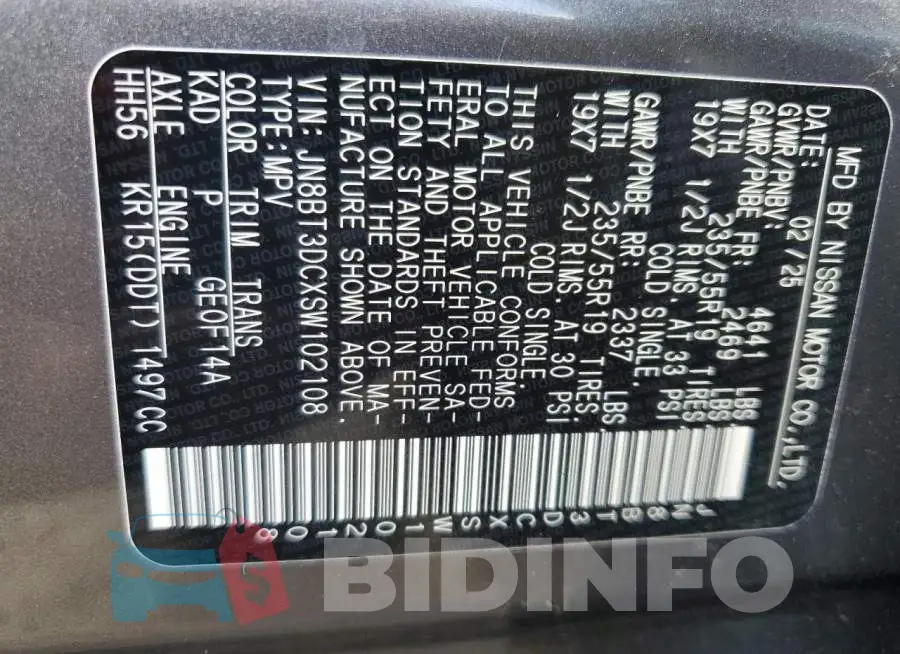 JN8BT3DCXSW102108 Photo# 12