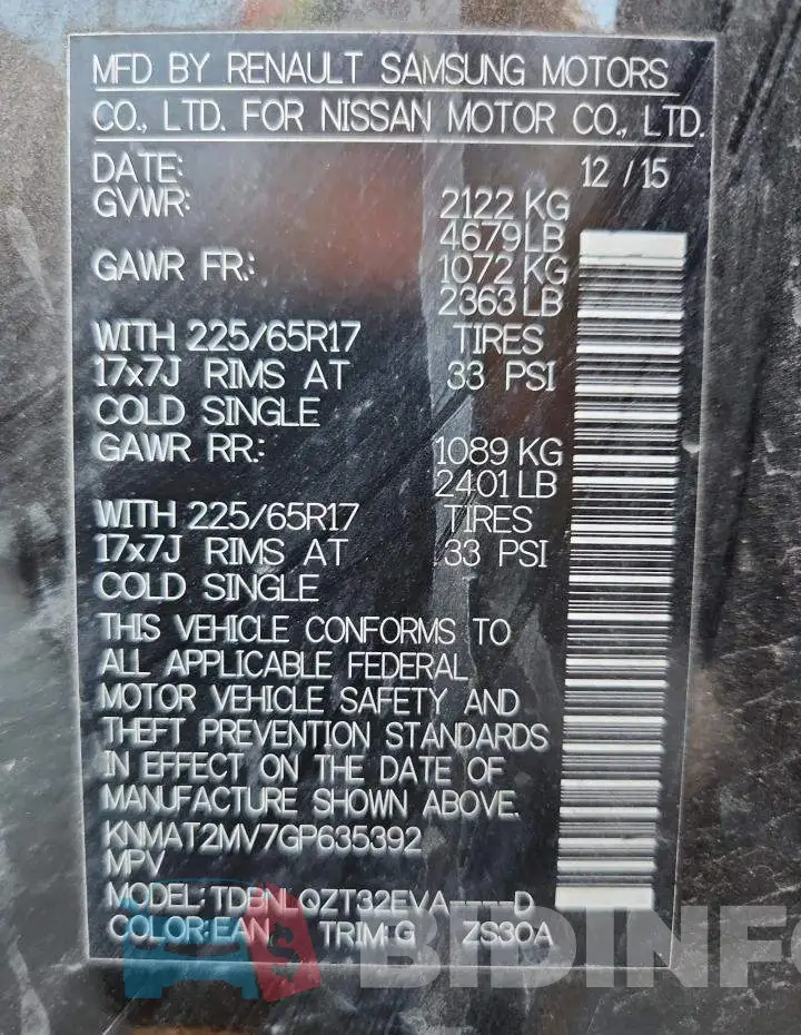 KNMAT2MV7GP635392 Photo# 13
