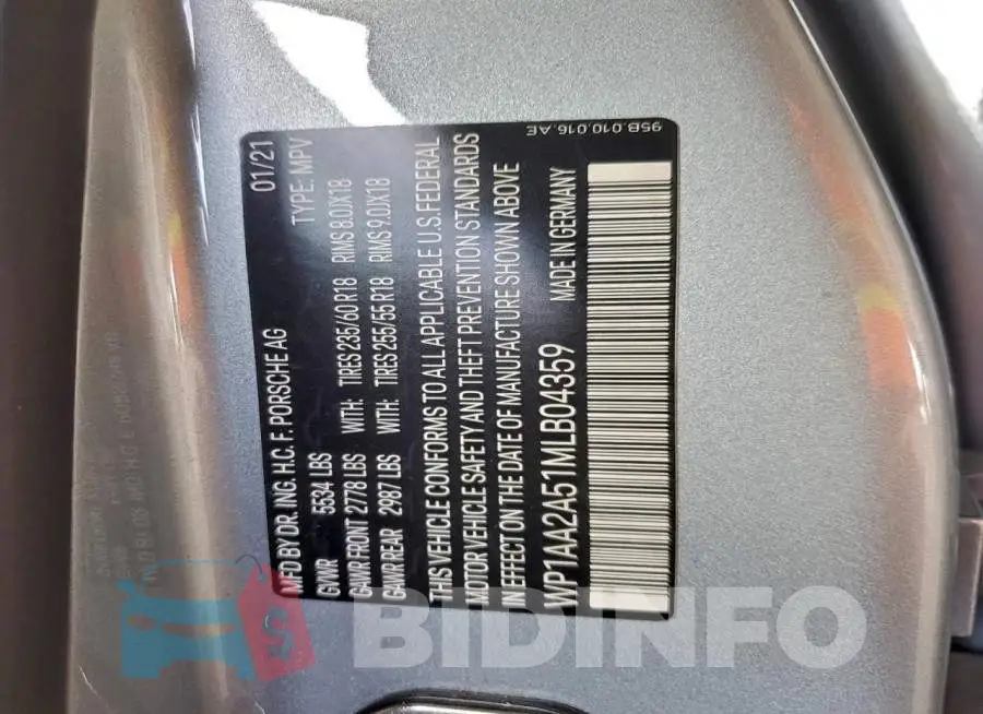 WP1AA2A51MLB04359 Photo# 12