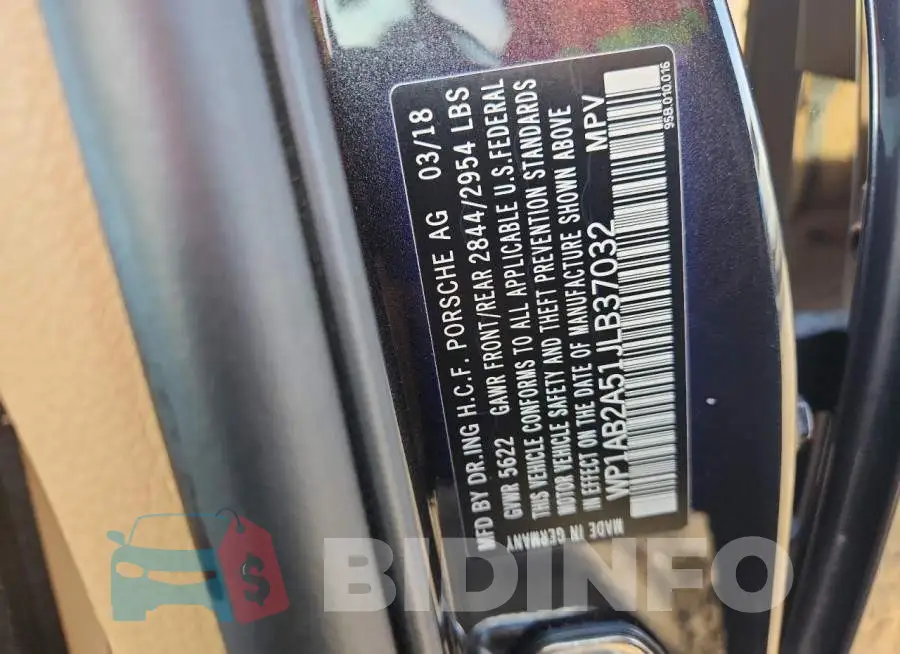 WP1AB2A51JLB37032 Photo# 14