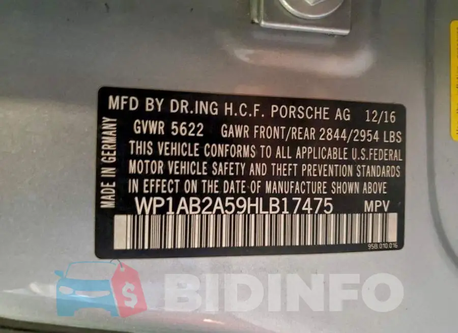 WP1AB2A59HLB17475 Photo# 12