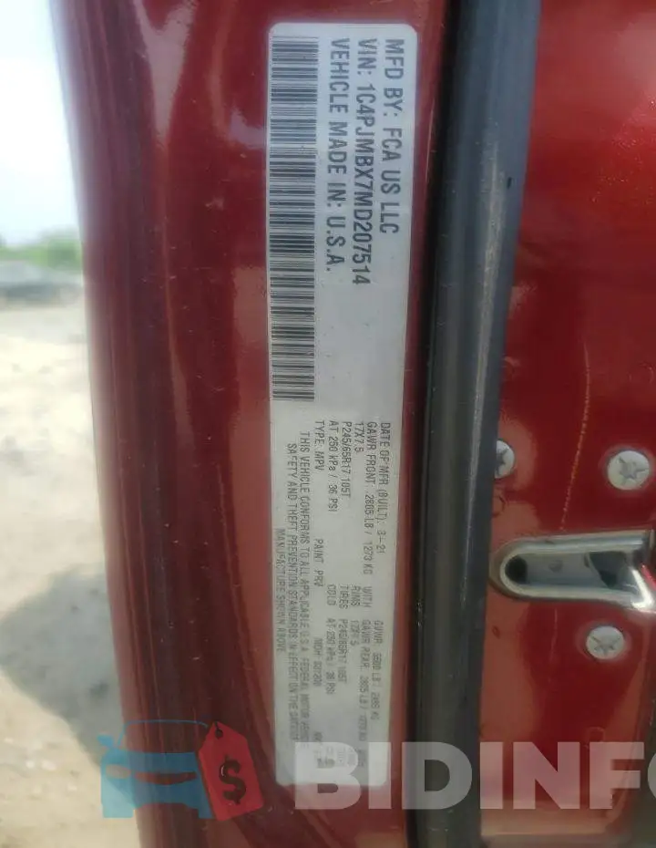 1C4PJMBX7MD207514 Photo# 14