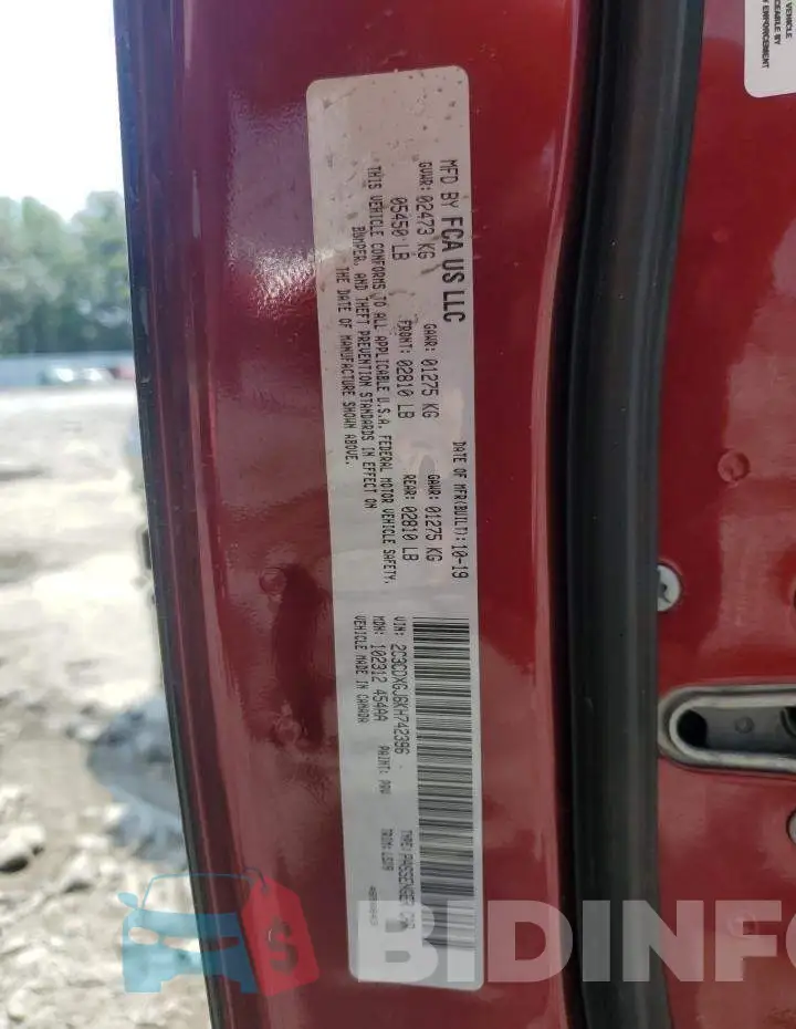 2C3CDXGJ6KH742396 Photo# 12