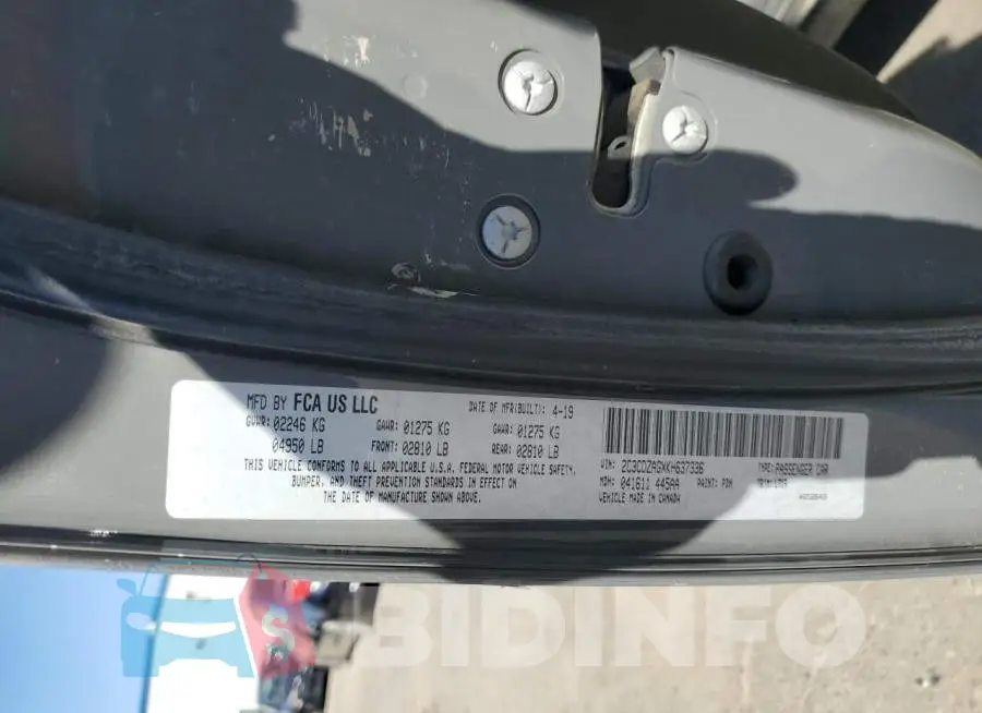 2C3CDZAGXKH637336 Photo# 13