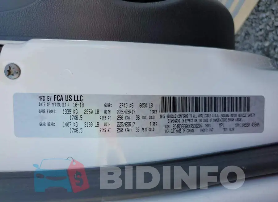 2C4RDGEGXKR538207 Photo# 13