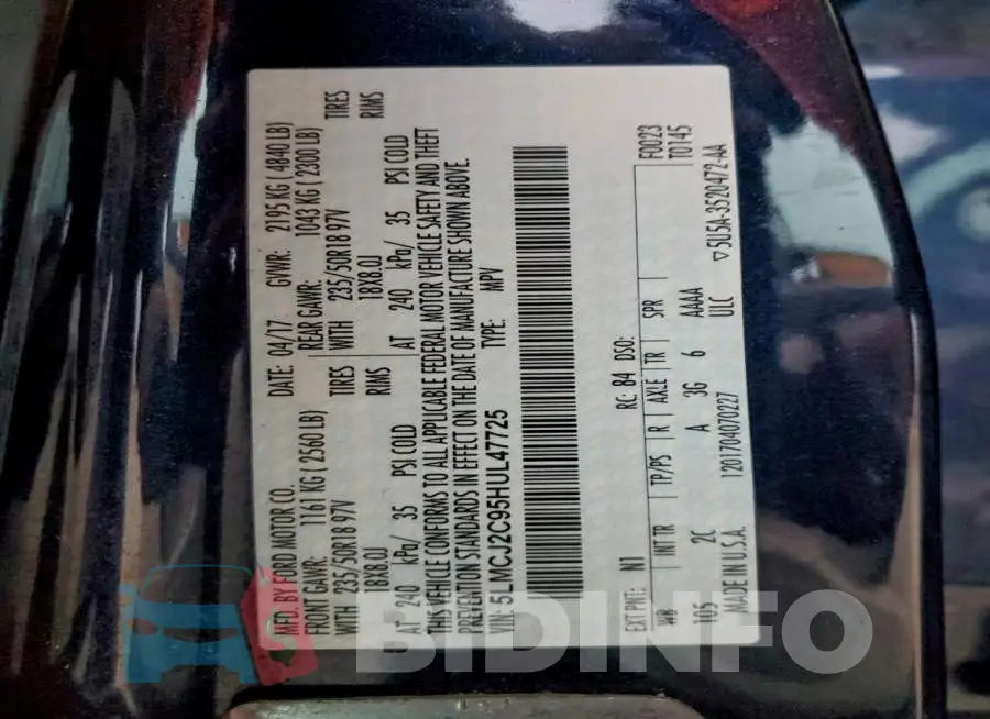 5LMCJ2C95HUL47725 Photo# 13