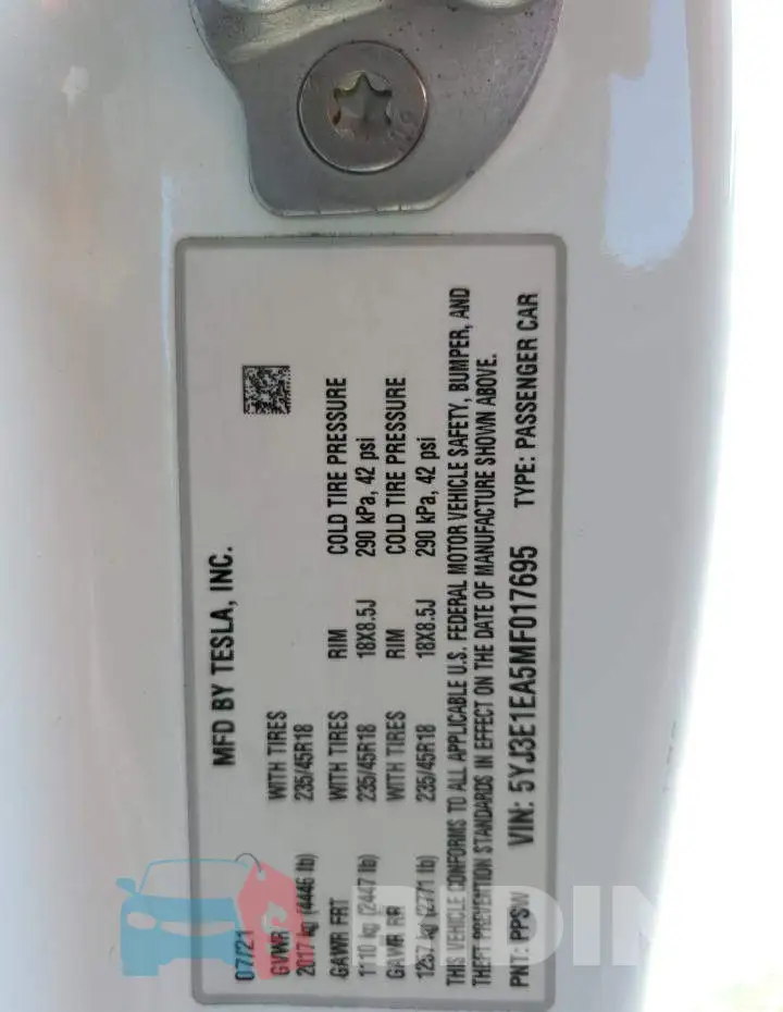 5YJ3E1EA5MF017695 Photo# 13