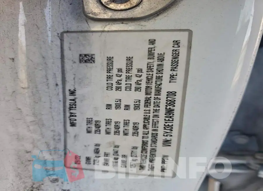 5YJ3E1EA9NF368708 Photo# 12
