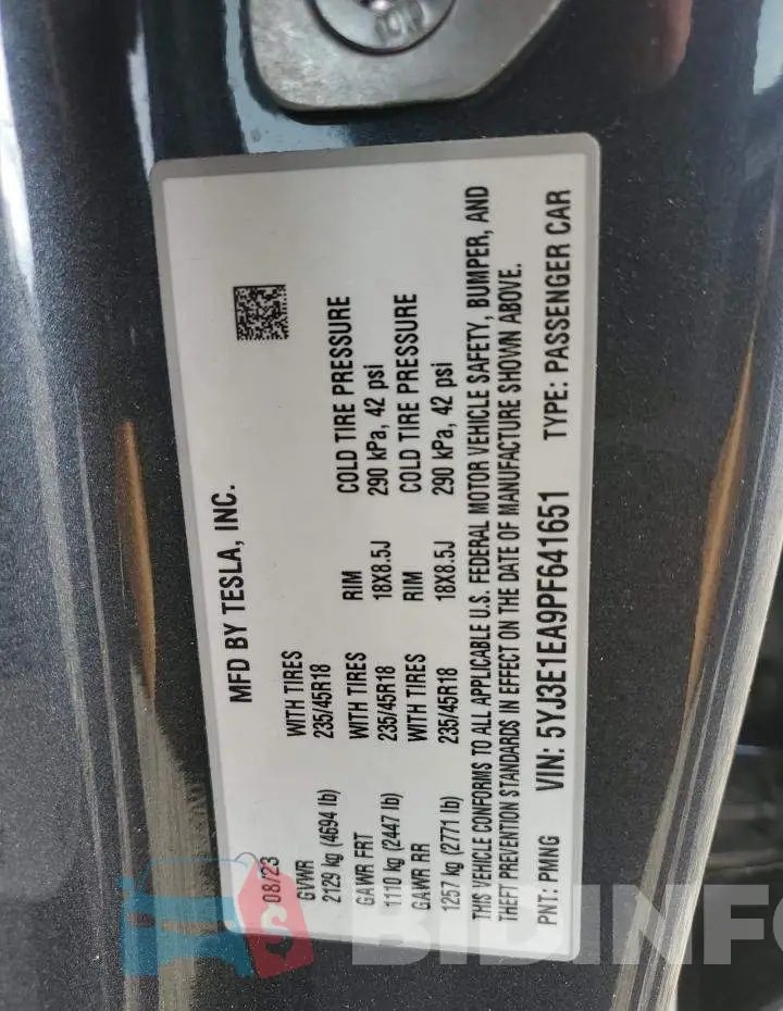 5YJ3E1EA9PF641651 Photo# 13