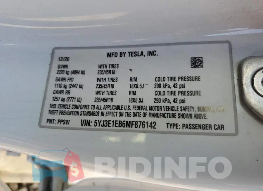 5YJ3E1EB6MF876142 Photo# 13