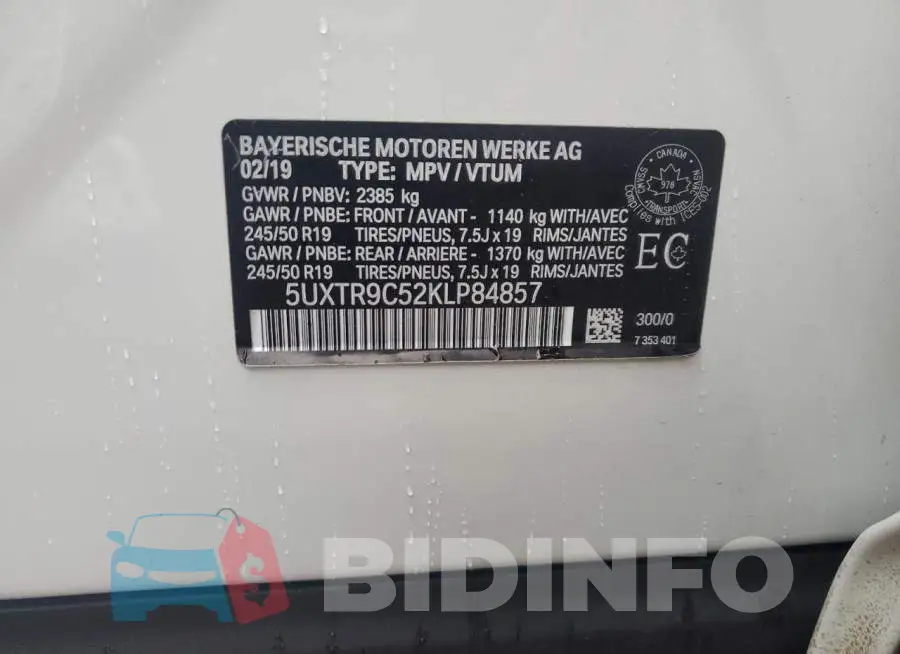 5UXTR9C52KLP84857 Photo# 13