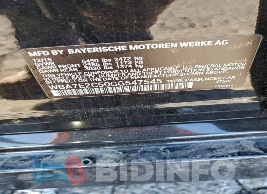 WBA7E2C50GG547545 Photo# 12