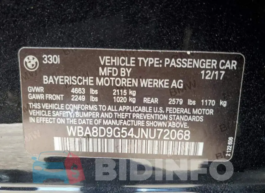 WBA8D9G54JNU72068 Photo# 12