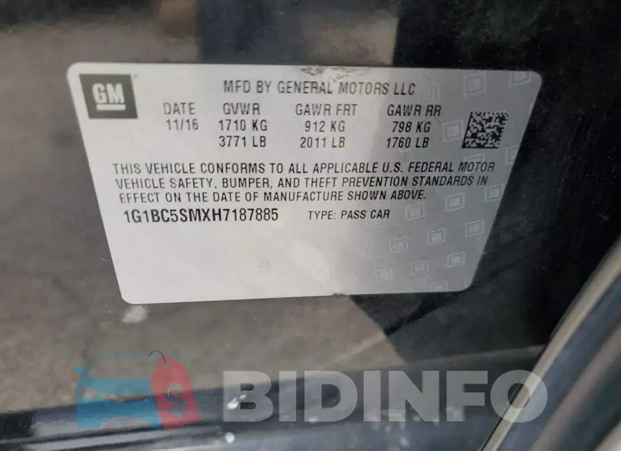 1G1BC5SMXH7187885 Photo# 12