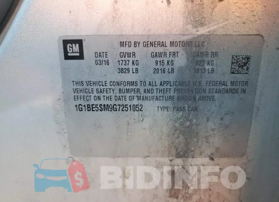 1G1BE5SM9G7251052 Photo# 12