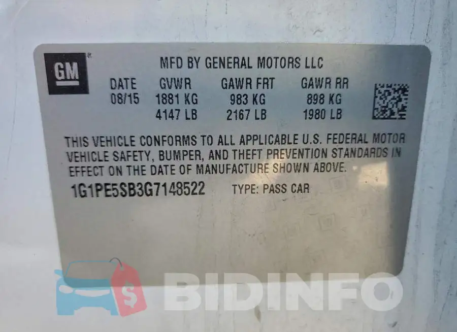 1G1PE5SB3G7148522 Photo# 12