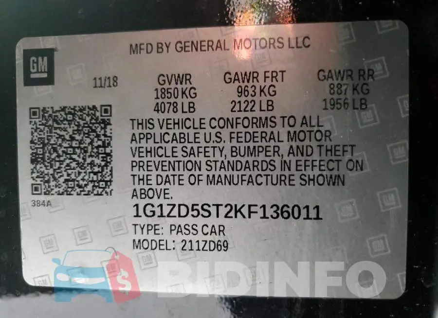 1G1ZD5ST2KF136011 Photo# 12