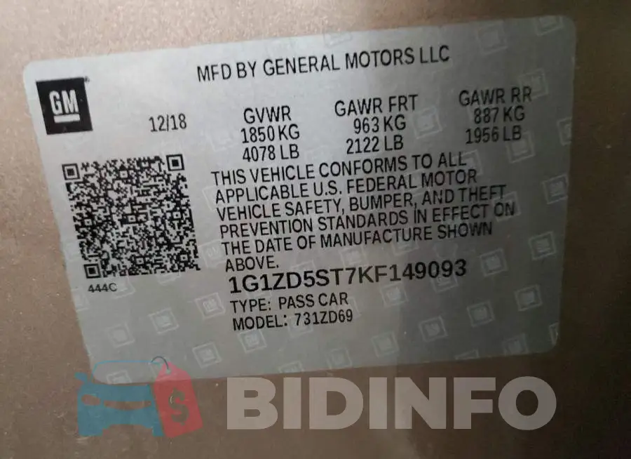 1G1ZD5ST7KF149093 Photo# 13